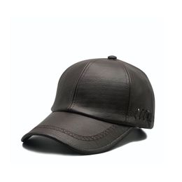 Fashion autumn winter PU leather baseball cap new outdoor sports leisure tide caps middle-aged and elderly men's warm hats gorra