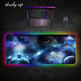 Large XXL 90x40cm RGB pad Gaming Space Night Desk Computer Mouse Pad Gamer Mouspad LED Backlight Keyboard Mat