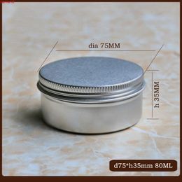 50pcs/lot 80g Aluminium Cosmetic Jar Inner Lid Screw Thread Cream Pot 35mm diameter Lip Balm Mask Tin Ointment Hand Boxgood qty