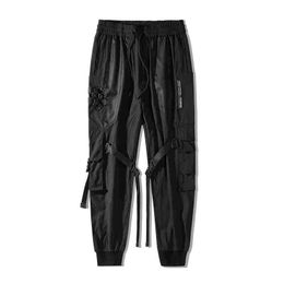 The croxx light material Pants joggers multiple pockets right side pockets decoration straps techwear aesthetic streetwear H1223