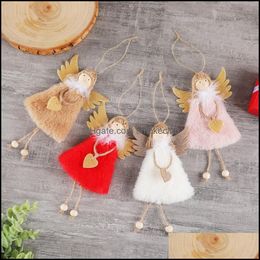 Christmas Decorations Festive & Party Supplies Home Garden Cute Love Plush Feather Angel Tree Creative Pendant Doll Decoration Drop Delivery