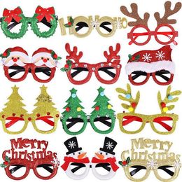 Merry Christmas Glasses Frame Santa Snowman Tree Funny Party Masks Accessories Ornaments Decoration Fashion Kids Photo props Gift