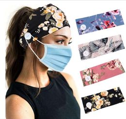 Women Headband Floral Girl Button Turbans Elastic Sport Turban Wide Stretchy Girls Hairband Yoga Headwear Hair Accessories 9 Designs DW5644