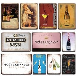 2021 Vintage Tin Sign Metal Painting For Tiki Bar Room Decorative Plaque Retro France Moet & Chandon Poster Plate Living Room Decor 30X20CM