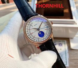 Mens Automatic Machinery Watches 40MM genuine cow leather montre de luxe gifts Luxury President Moon Shape Dial High-quality Top Designer Wristwatches