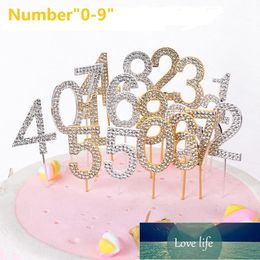 Number"0-9" Happy Birthday Cake Topper Diamond-studded Cupcake Dessert Anniversary Birthday Party Decoration Wedding Supplies