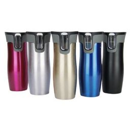 450 ml Stainless Steel Double Wall Travel Mug Leak proof Thermos Mug Coffee Cups Car Vacuum Insulaltion Thermal Water Bottle 210809