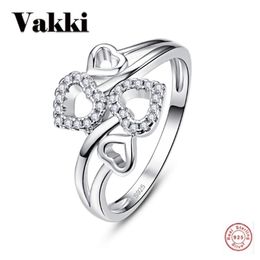 Wedding Rings Four Hollow Love Heart Silver Color Jewelry Ring Level CZ Band Engagement For Women Girls