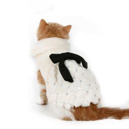 Fur Winter Overcoat Dog Apparel Small Cat Clothes Bowknot Chihuahua Puppy Pets Dogs Accessories