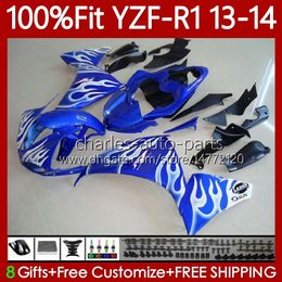 OEM Fairings Kit For YAMAHA YZF-R1 YZF R 1 YZF1000 2013-2014 MOTO Bodywork 97No.108 1000CC YZF R1 1000 White Flames CC YZFR1 13 14 YZF-1000 2013 2014 Injection mold Body