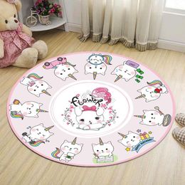 Carpets Machine Washable Children's Room Cartoon Round Carpet Bedroom Cute Computer Chair Cushion Tent Basket Mat Crawling Blanket