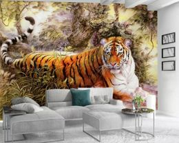 3d Modern Animal Wallpaper Fierce Tiger 3d Mural Wallpaper Digital Printing HD Decorative Beautiful Animal 3d Wallpaper