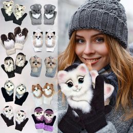 Simulation 3D Animal Winter Warm Gloves Long Cute Plush Furry Full Finger Mittens Soft Gloves Christmas gift For Men Women