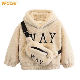 VFOCHI Boy Girl Sweatshirts with Bag Winter Wool Thick Children Hooded Long Sleeves Sweatshirt Unisex Warm Girls 220309