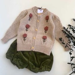 Baby Girls Sweaters 2021 AW Winter koko** Brand Toddler Knitted Cardigan Floral Sisters Cute Top Clothes Kids Outwear Y1024