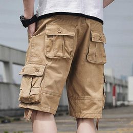 Summer Men's Shorts Fashion Loose Multi-pocket Solid Colour Large Size Sports and Casual Cargo 210714