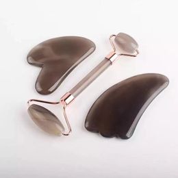 Natural Agate Face Roller Massager Lifting Tools Slim Facial Gua Sha Stone Anti-aging Wrinkle Skin Beauty Care Set Box Skincare Product