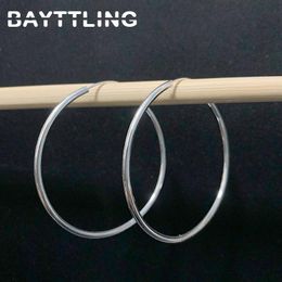 Hoop & Huggie BAYTTLING S925 Sterling Silver Simple Circle 50MM Round Earrings For Women Fashion Birthday Jewellery Gifts