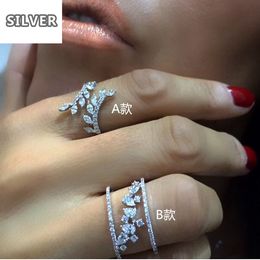 pear shaped crystal Australia - Adjustable rhinestone Shining Diamond Drop Pear-shaped Ring Lady Engagement S925 Silver Jewelry for Women Crystal Rings