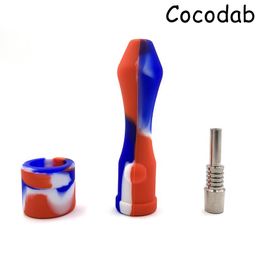 DHL Hookahs Food Grade Silicone Nectar with 10mm titanium Tip Mini Dab Straw Nectar Pipes