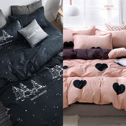Solstice Cartoon Pink Love Symbol Bedding Sets 3/4pcs Children's Boy Girl and Adult Bed Linings Duvet Cover Bed Sheet Pillowcase C0223