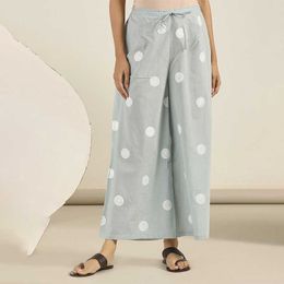 Fashion Polka Dot Printing Casual Pants Spring And Summer Korean High-end Triacetate Wide-leg Pants Women's Plus Size 210709