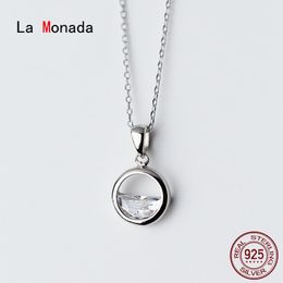 La Monada Women's Necklace 925 Silver Chains Woman On Neck Circle Half Pendant Fine Jewellery For Women Necklace Silver Girls Q0531