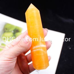 10Pcs Healing Fancy Yellow Calcite Crystal Points Wand Single Terminated Tower Reiki Polished 6 Faceted Golden Steatite Stone Energy Obelisk