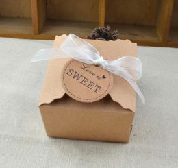 Brown Kraft Paper Box Party Gift Wedding Favors Candy Handmade Soap Jewelry Packing Vintage Boxes blank tag write by yourself 2022