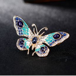 Gold Enamel Butterfly Brooch Diamond Butterfly Corsage Scarf Buckle Dress Suit Brooches Women Fashion Jewelry Will and Sandy Gift