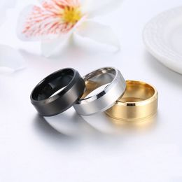 8mm Stainless Steel Frosted Ring Fashion Pearl Sand Titanium Steel Couple Ring Engagement Jewellery Gifts for His & Her US Size 6-13