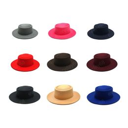 2021 new Winter Autumn Wool Women man Fedora Hat For Elegant Lady Floppy Cloche Wide Brim Jazz Caps Solid color Flat top