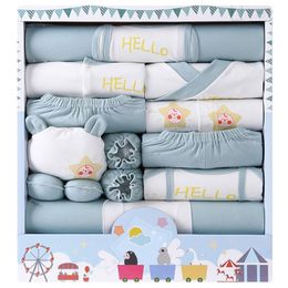 18 Pieces Baby Clothes Newborn Baby Boy Clothes 100% Cotton Infant Clothing Baby Girl Clothes Set Rompers Coat Socks Hat 210309