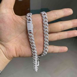 Meisidian 20 Inch Silver VVS Moissanite Diamond Cuban Link Chain Necklace Part Fewelry For Men X0509