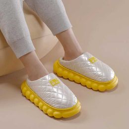 Slippers 2021 Down Waterproof Non-Slip Home Women Winter Warm Indoor Cotton Non-Slips Ladies Soft SlippersCouples Shoes