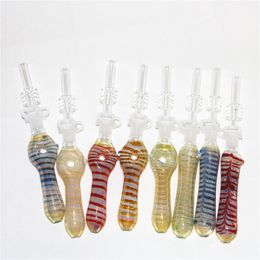 hookahs Glass Straws Nectar Kit with Quartz Tips Dab Straw Oil Rigs Silicone Smoking Pipe rig