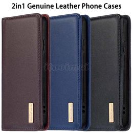 Wallet Phone Cases for iPhone 14 12 11 Pro Max XR XS X 7 8 Plus 2in1 Genuine Leather Magnetic Flip kickstand Cover Case with Card Slots