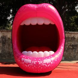 Stage background props red giant inflatable lip aerated opening mouth for single party decororation