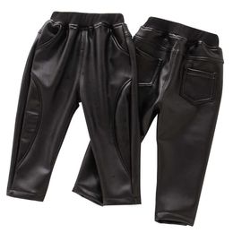 Leather Pants For Boys Solid Colour Girls Trousers Mid Wiat Children's Spring Autumn Toddler Clothes Girl 210528