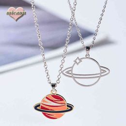 Necklace Layered Retro Hip Hop Saturn Aesthetic Kpop Pendant Designer Jewelry Couple Trend Girl Store Gift For Women Vintage2021 G220310