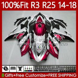 OEM Fairings For YAMAHA YZFR3 YZFR25 YZF R3 R25 YZF-R25 2014 2015 2016 2017 2018 Bodywork 102No.119 YZF R 3 25 14 15 16 17 18 YZF-R3 14-18 Injection Mould Hot red blk Body Kit