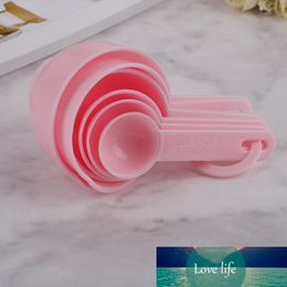 7Pcs Kitchen Measuring Tools Plastic Measuring Cup Spoons Sets Graduated Blue Pink Spoons for Kitchen Baking Coffee