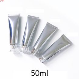 50ml Empty Silver Cosmetic Container Aluminium Plastic Squeeze Tube 50g Facial Cleanser Lotion Body Cream Soft Bottle 20pcsgood qty