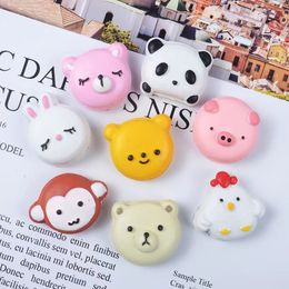 20pcs Lovely Animal Pig Rabbit Panda Monkey Resin Components Crafts Hair Bow Flatback Cabochons Scrapbooking DIY Accessories Embellishment