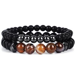 Beaded Strands Jewellery Minimalist 7 Chakra Balance Yoga Beads Bracelet For Men 8Mm Tiger Eye Natural Stone Agate Hematite