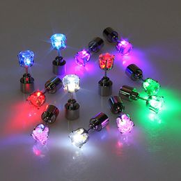 Creative Glowing Led Stud Earring Crystal Stainless Light Up Christmas Stud Earrings Luminous Party Jewellery Accessories