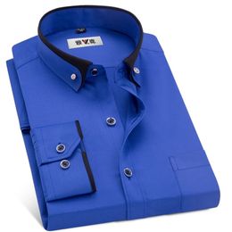MACROSEA Men's Business Dress Shirts Male Formal Button-Down Collar Fashion Style Spring&Autumn Casual 220309