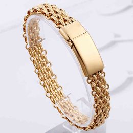 Fashion Mens Stainless Steel Luxury Gold Chain Bracelet Classic Casual Jewellery Boyfriend Groom Gift