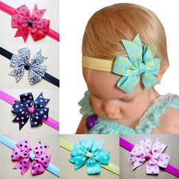 10 Colours Cute Dot Bows Hairband Baby Girls Toddler Kids Elastic Headband Nylon Turban Bowknots Hair Accessories