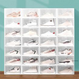 new Foldable Plastic Shoe Box Thicker Dustproof Flip Stackable Shoebox Transparent Drawer Sort Out Shoes Cabinet Shoe Organiser FWA5971